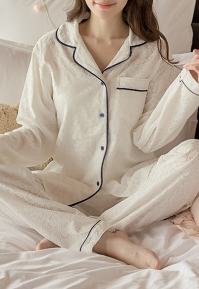 [당일배송](수입) 플라워 레이스 누빔 Pajamas SET