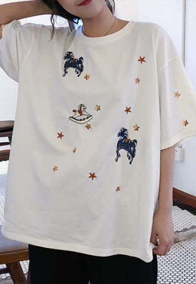 [당일배송](수입) 몽마 스타자수 티셔츠 -7733