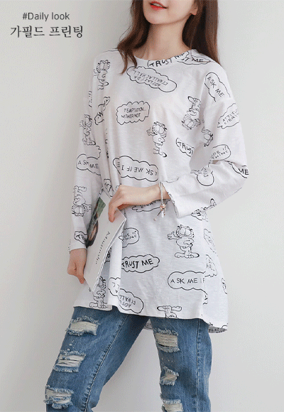 [당일배송](수입) 프린팅 루즈핏 2종 긴팔 티셔츠