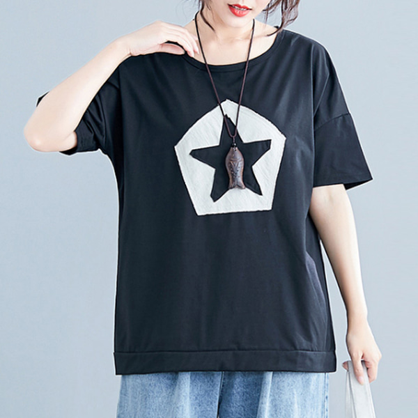 (수입) 별 패치 포인트 반팔 티셔츠-7423