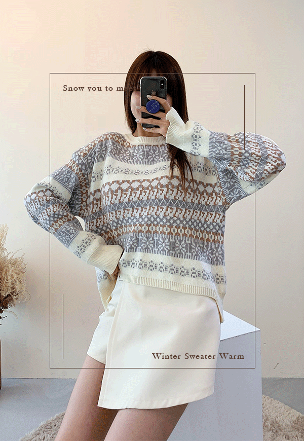 (수입) 눈이오면 너랑 만나고 싶은 스웨터 티셔츠 - 9035